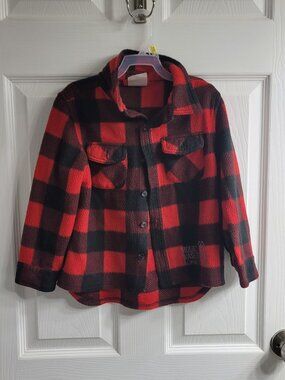 #841 Northern Red Plaid Button Down Jacket sz 6